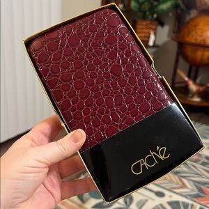 Vintage Cache Burgundy Crocodile Embossed Clutch Wallet